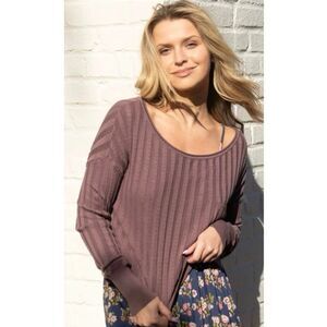 NEW Natural Life Patti Ribbed Layering Sweater in Purple Size XL